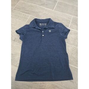 Ariat TEK Youth Large 12 Blue Polo Shirt Short Sleeve Athletic Riding Equestrian
